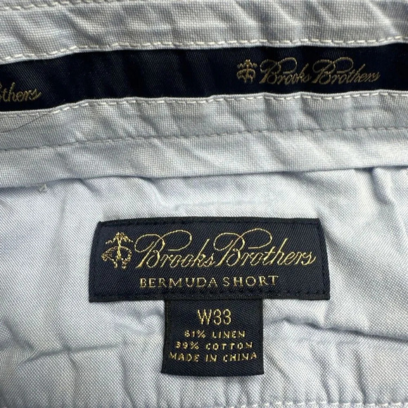 Brooks Brothers Bermuda Shorts Baird McNutt Irish Linen Blend Size 33 Blue Plaid - Picture 4 of 8
